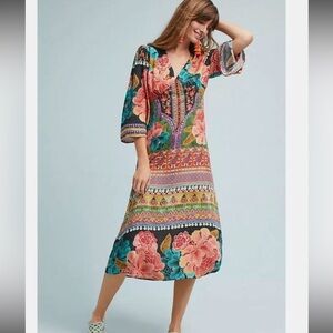 FARM RIO Floral Patchwork Midi Dress - Multicolor LG petite